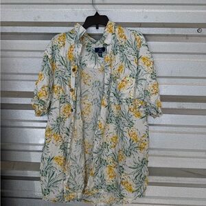 George Men's Floral Casual Button Down Shirt - Yellow and Green